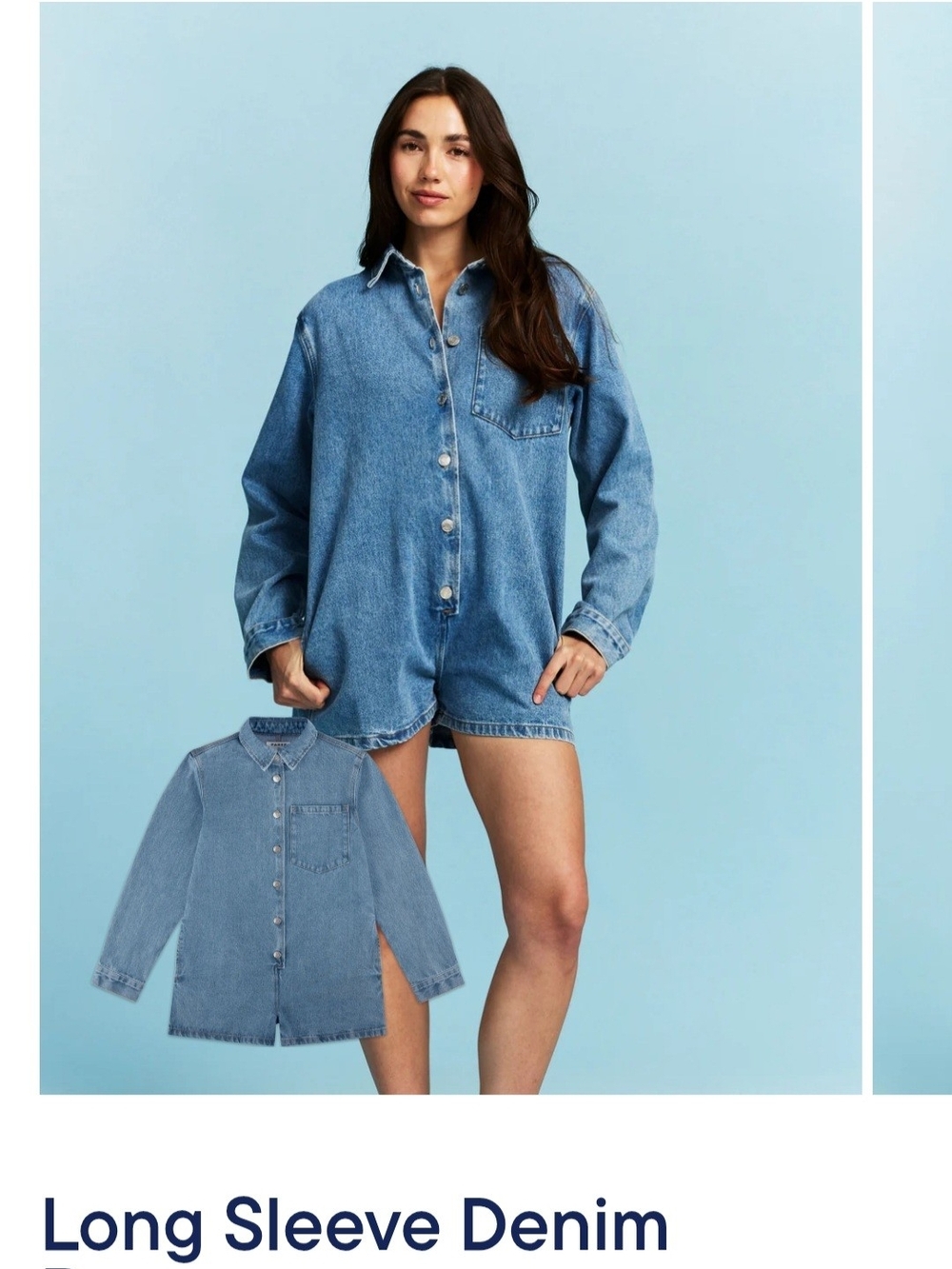 Parker Light Blue Denim Long Sleeve Mini Dress WEAR ONES